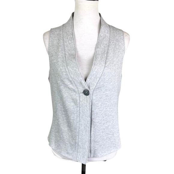 J. Jill Pure Jill Gray Collarless Layering Business Casual Warm Sweatshirt Vest - Picture 1 of 11